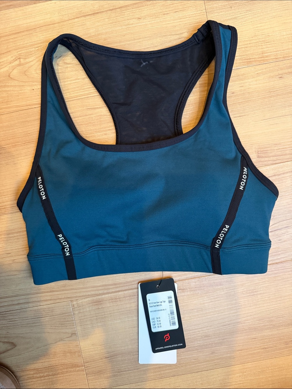Peloton Teal Racerback Sports Bra with Black Trim